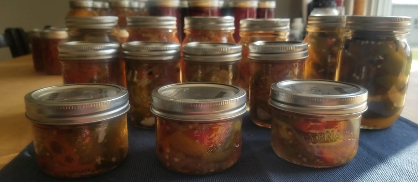 jarred salsa from peppers grown at Cricket Meadows Farm
